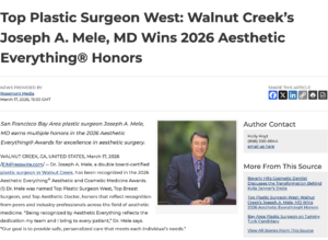 Dr. Joseph A. Mele, a plastic surgeon in the San Francisco Bay Area, has achieved the honor of 2026 Top Plastic Surgeon West in Aesthetic Everything.